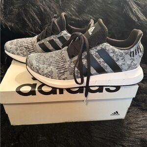adidas Men’s Grey and Black Swift Run 1.0 Knit Sneakers